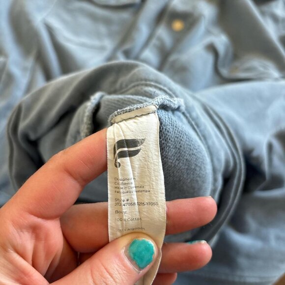 Fabletics blue 100% cotton button up shacket with pockets Size L womens - Picture 8 of 8